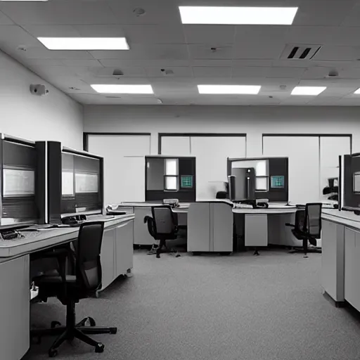 Image similar to an active computer terminal in a deserted laboratory, rhads