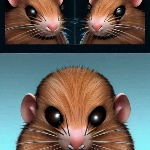 Image similar to a rat with the face in the shape of Lysoform, trending at artstation