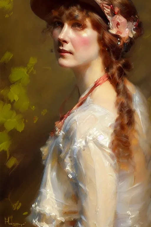 Prompt: edwardian lady, painting by daniel gerhartz, alphonse murac, detailed art, artstation