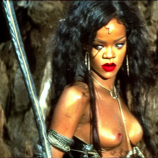 Image similar to rihanna in conan the barbarian ( 1 9 8 2 ), 8 k wide shot