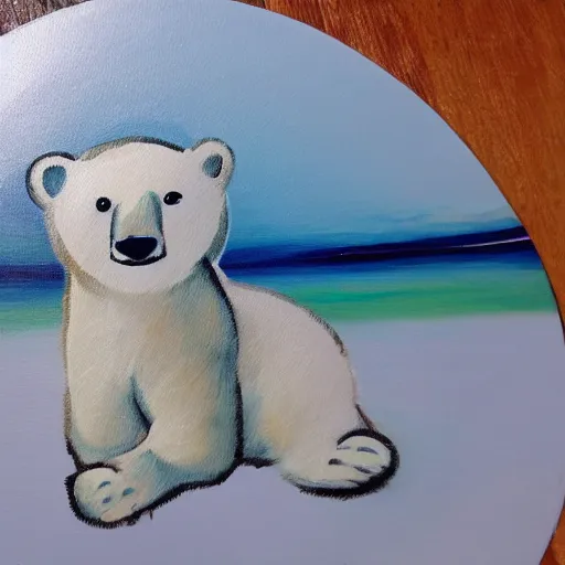 Image similar to A polar bear painting easter eggs