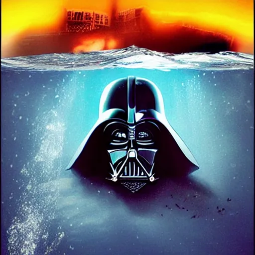 Prompt: darthvader underwater