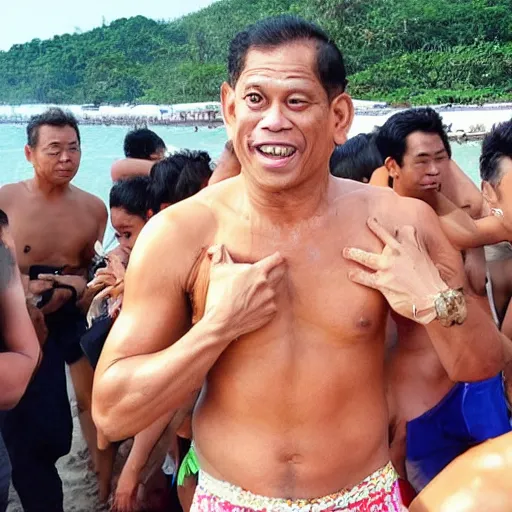 Prompt: Vajiralongkorn beach bum, tmz, photo