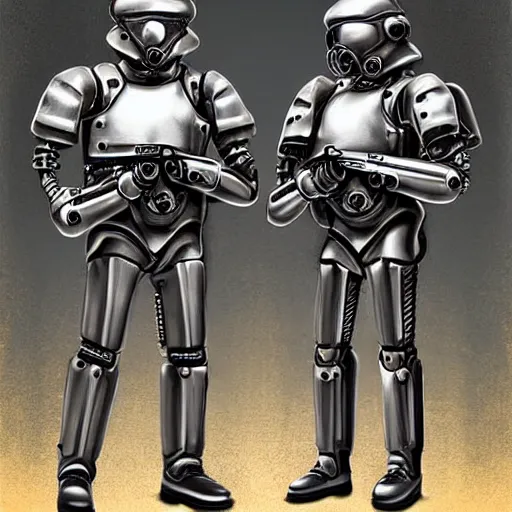 Prompt: mechanical clockwork troopers, digital art, photo - realistic,