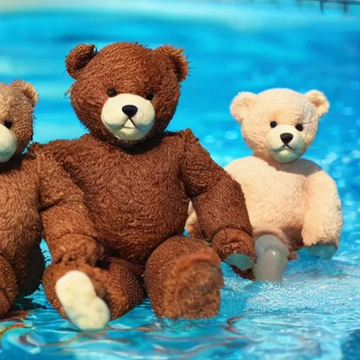 Prompt: teddybears playing in the pool, 8k