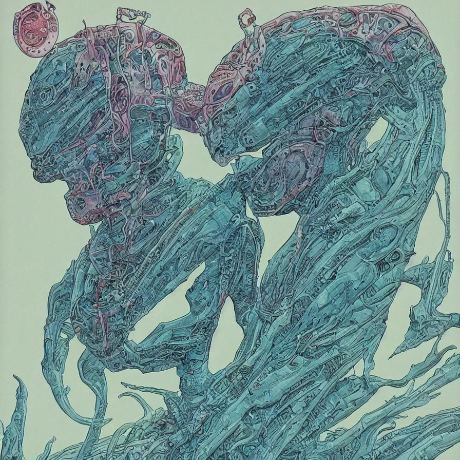 Prompt: ( an alien king, record jacket design ) by mœbius