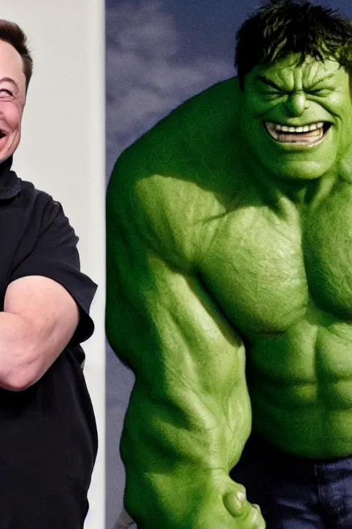 Prompt: Elon Musk as hulk