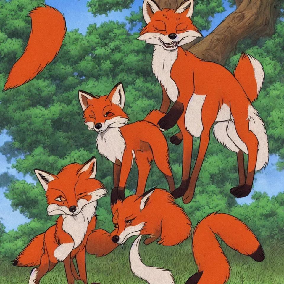 Prompt: cute fox by don bluth, 8k character illustration, detailed