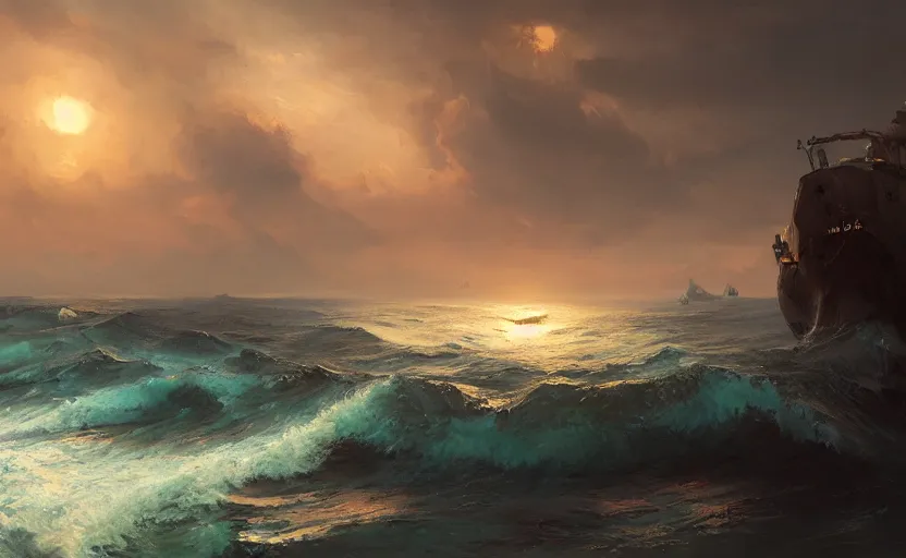 Image similar to A painting of HeavyOcean34 trending on artstation in the style of Greg Rutkowski
