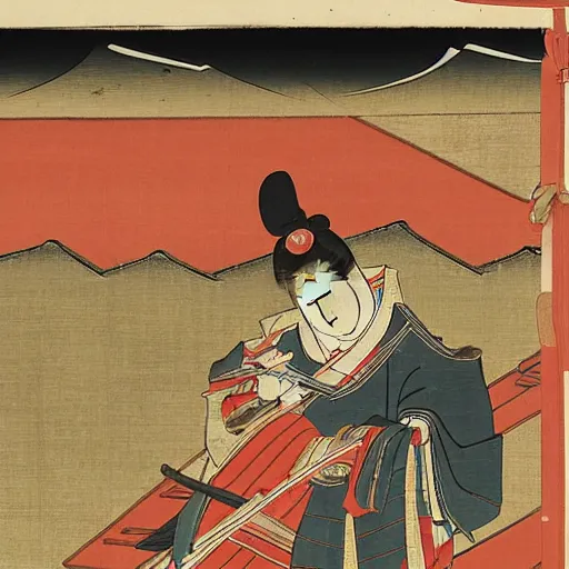 Prompt: scene from the genji monogatari emaki, heian period, early 1 2 th century ( national treasure )