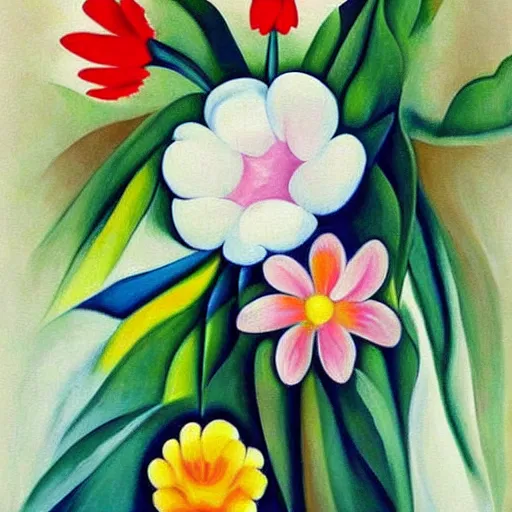 Image similar to A beautiful painting of flowers by Georgia O\'Keeffe