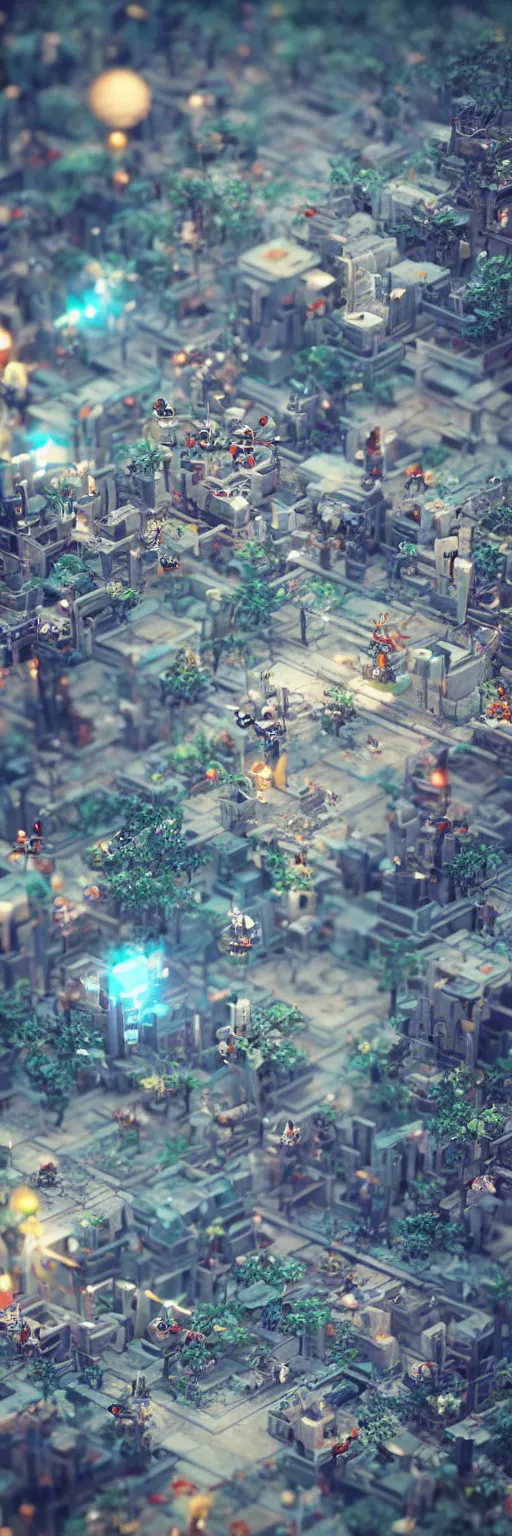 Image similar to tiny robots in a tiny world, hyper detailed, sharp focus, bokeh, unreal engine, ray tracing, cute,