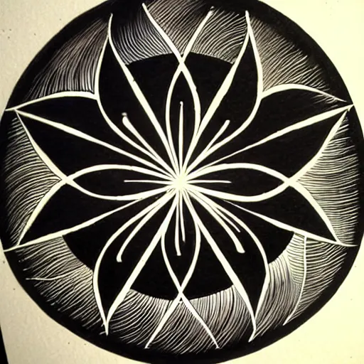 Prompt: zen calligraphic lotus, ink