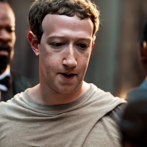 Image similar to Mark Zuckerberg as Calvin Candie in Django Unchained, movie still, EOS-1D, f/1.4, ISO 200, 1/160s, 8K, RAW, unedited, symmetrical balance, in-frame, Photoshop, Nvidia, Topaz AI