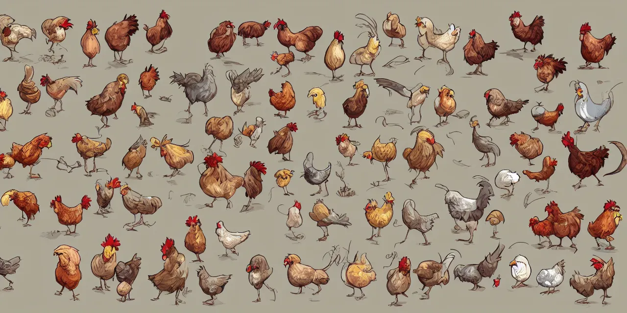 game asset sheet, 2 d sprite, chickens young old | Stable Diffusion ...