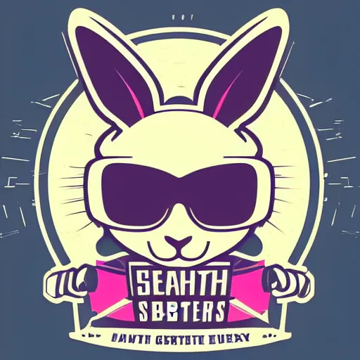 Prompt: in the style of max prentis and deathburger and laurie greasley a vector e-sports sticker logo of a bunny wearing sunglasses, highly detailed, colourful, 8k wallpaper