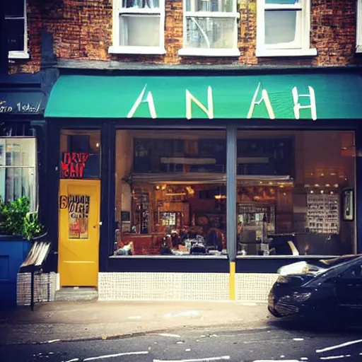 Prompt: “a restaurant called NAHHH on Marylebone High St, all customers are the Incredible Hulk ”