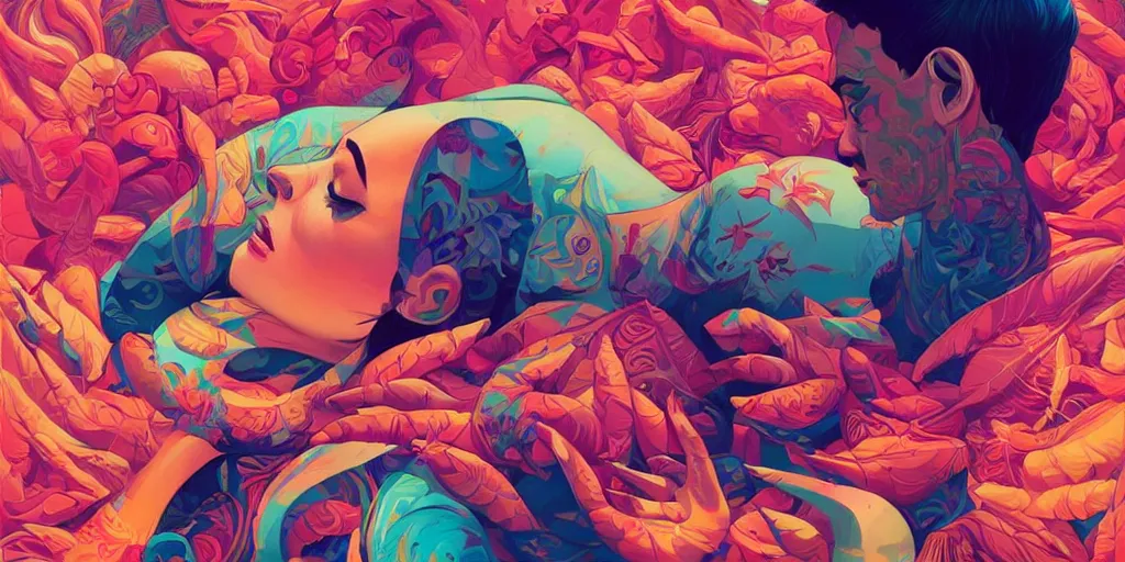 Image similar to marujuana pleasure, chill, happy, calm art, Tristan Eaton, victo ngai, artgerm, RHADS, ross draws