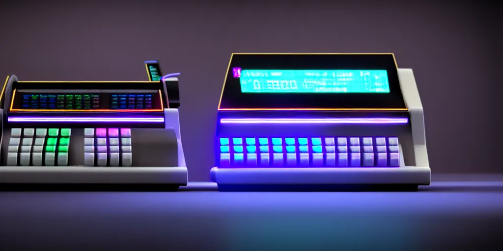 Image similar to cyberpunk cash register, octane render