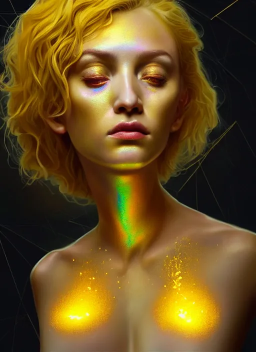 Image similar to iridescent bust of a pale attractive women made of kintsugi steel silk, background hyper detailed, character concept, full body, dynamic pose, glowing lights intricate, elegant, highly detailed, digital painting, artstation, concept art, sharp focus, illustration, qwek dom, zaragoza gilberto soren, barcelo tomas