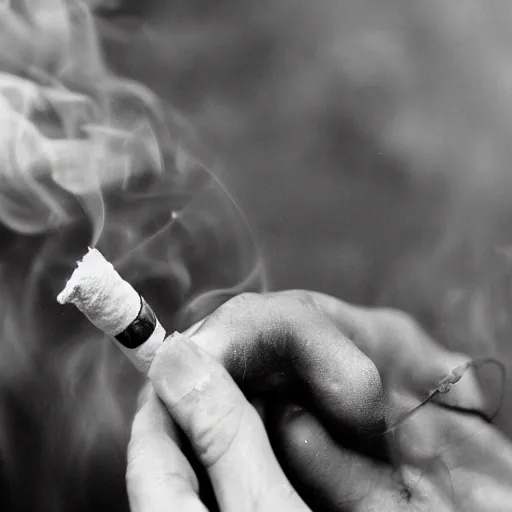 Image similar to Close-up of hand holding cigarette with smoke, vintage photo