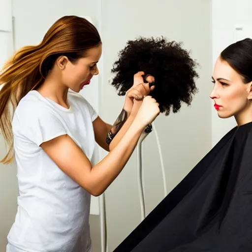 Image similar to women fighting in a hairdresser