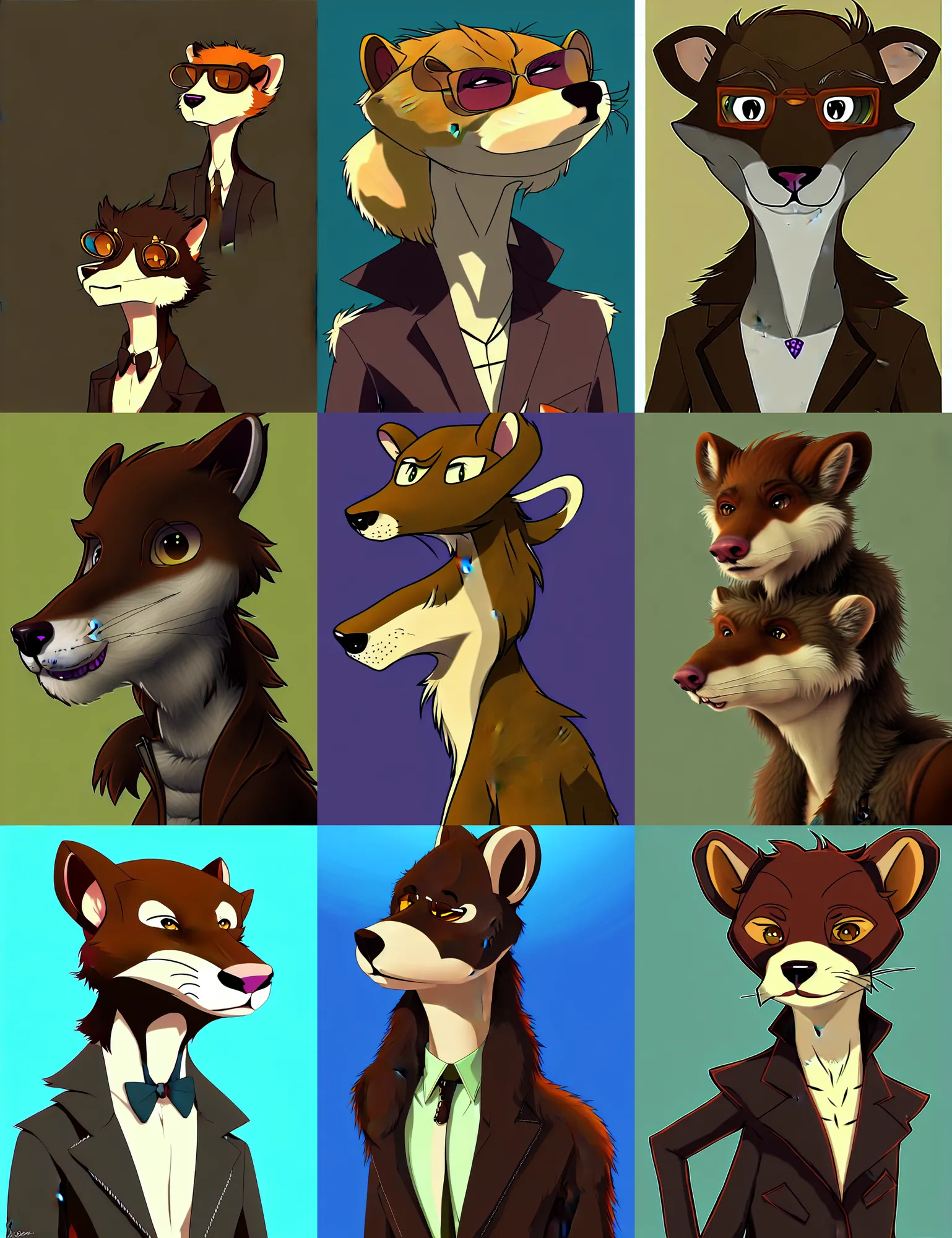 Prompt: furry - weasel - detective - fursona uhd ue 5 visual novel pc game expression art portrait