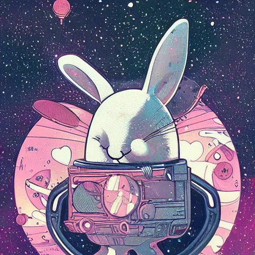 Image similar to A lost sci-fi rabbit, space rabbit, interstellar black hole, by James Jean And WLOPPRO