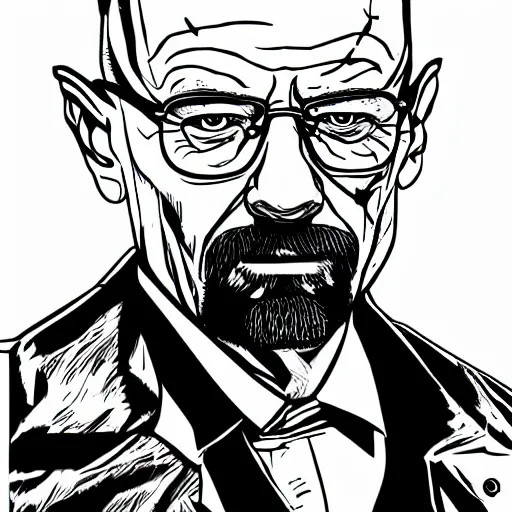 Prompt: vector drawing, walter white wearing the joker outfit