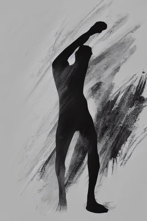Image similar to minimal thick paint brush strokes of a thin athletic male body posing, abstract minimalist line art, beautiful, flowing brush, matte paint colors, digital art trending on artstation