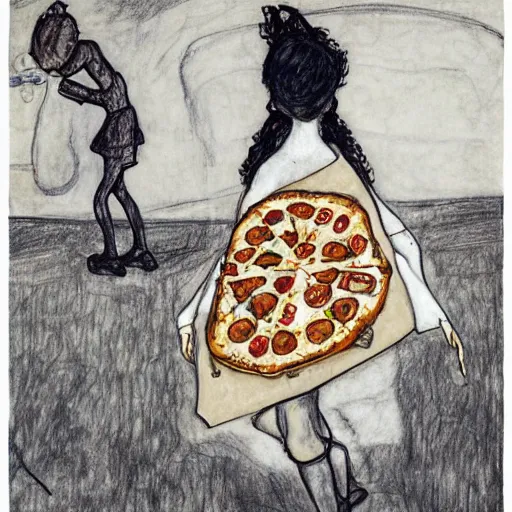 Image similar to spring unique calssical london line avocet pizza recipe arneis, by egon schiele and yves klein and jakub rozalski, rococo, child's drawing, trending on artstation