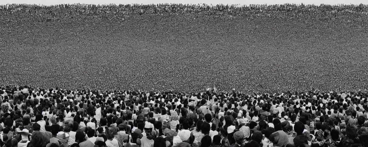 Image similar to a large crowd of people at a political rally, photographic, Andreas Gursky, Sebastião Salgado, detailed