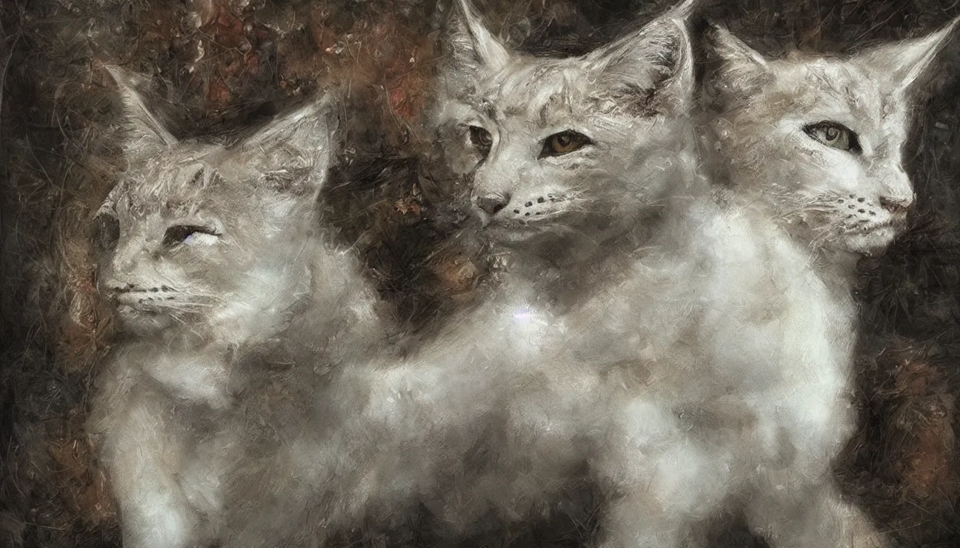 Prompt: cute art of white anthropomorphic lynx by Guy Denning and Carlos Shwabe, furry digital art, trending on artstation, 8k, highly detailed,