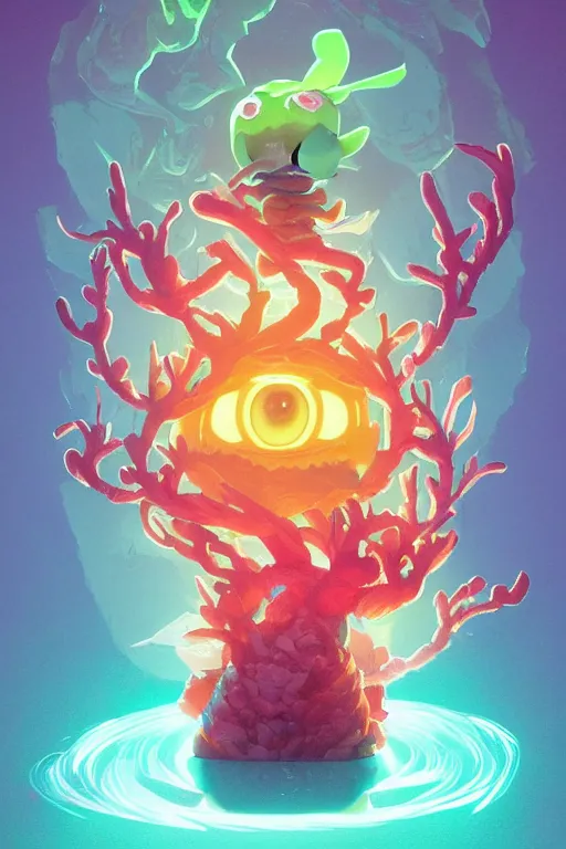 Image similar to roots cactus sushi cristal smurf ghost creature animal sushi cristal very big eye roots cactus elemental flush of force nature micro world fluo fishscale, behance hd by jesper ejsing, by rhads, makoto shinkai and lois van baarle, ilya kuvshinov, rossdraws radiating a glowing aura global illumination ray tracing hdr