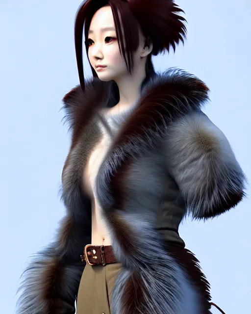 Prompt: dragon hunter, fur - lined dragonhide jacket!!! beautiful and elegant female!! gorgeous ayes!! character concept art, sharp focus, illustration, kinu nishimura!! ayami kojima! shunya yamashita! edayan!! octane render! unreal engine 5! highly rendered!! trending on artstation!! pixiv!