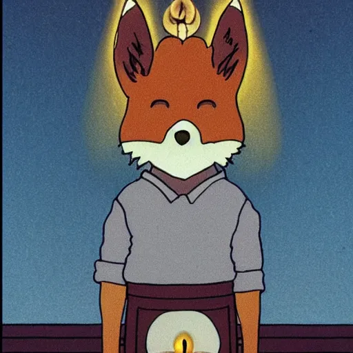 Image similar to a fox with candle head by studio ghibli