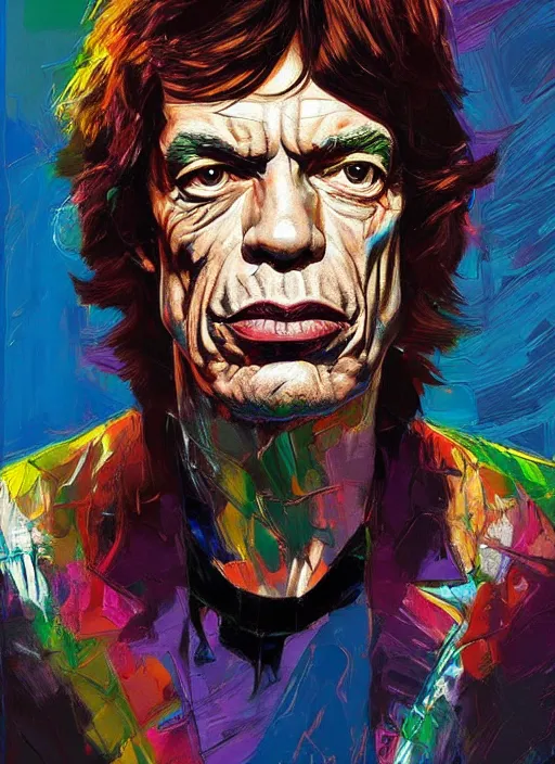 Prompt: portrait mick jagger, dark, intricate, highly detailed, smooth, artstation, digital illustration by francoise nielly