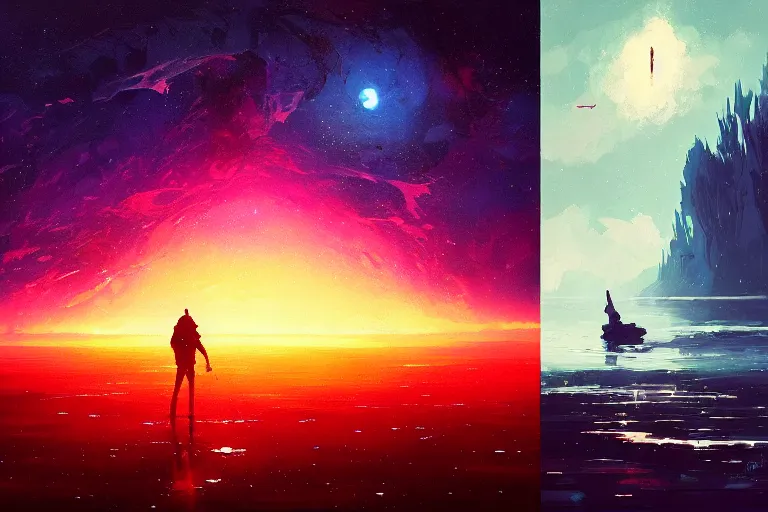 Image similar to eisberg floating in space, by anato finnstark, by alena aenami, by john harris, by ross tran, by wlop, by andreas rocha