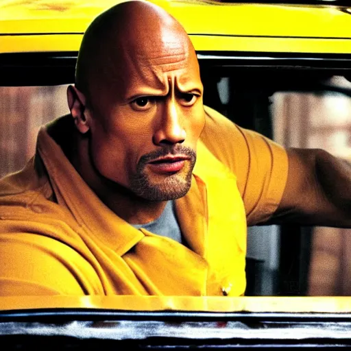 Prompt: Dwayne Johnson as taxi driver