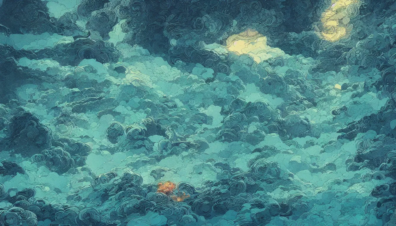 Image similar to ocean storm, chinese ink brush, yukio - e, kilian eng, victo ngai, josan gonzalez