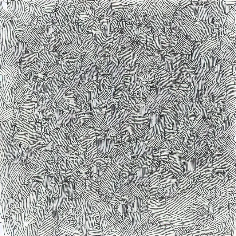 Image similar to a pen and ink generative line - art drawing