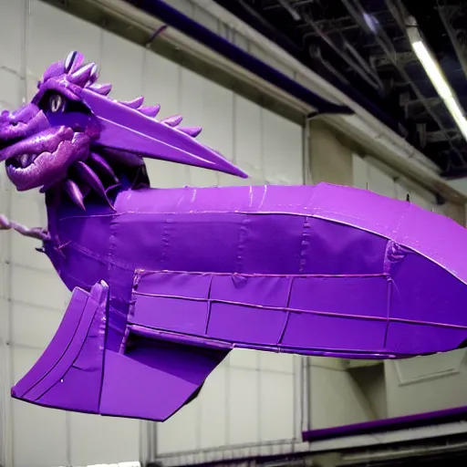 Prompt: a purple dragon on the top of an aeroplane