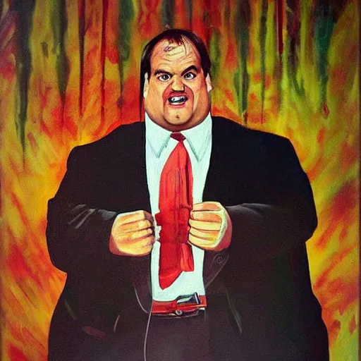 Prompt: a painting of chris farley as the mob - boss in the godfather, by arthur suydam trending on artstation, oil painting rebrandt