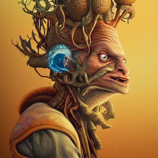 Image similar to fungus mohawk projector portrait by gaston bussierre and charles vess and james jean and erik jones and rhads, inspired by rick and morty, epic, funny, huge scale, beautiful fine face features, intricate high details, sharp, ultradetailed