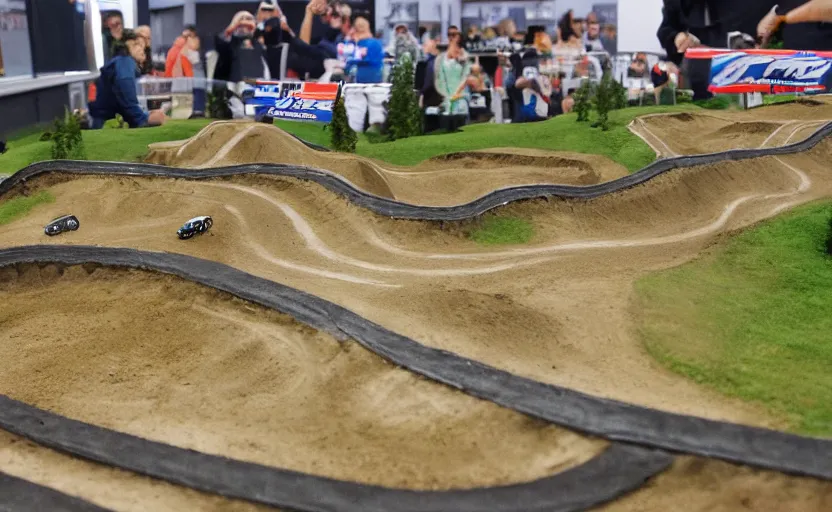 Prompt: a miniature model of a motocross track, diorama