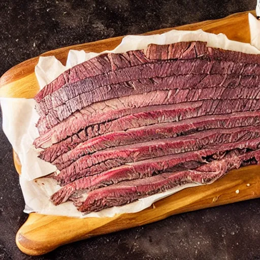 Prompt: wrapping a brisket with the shroud of turin