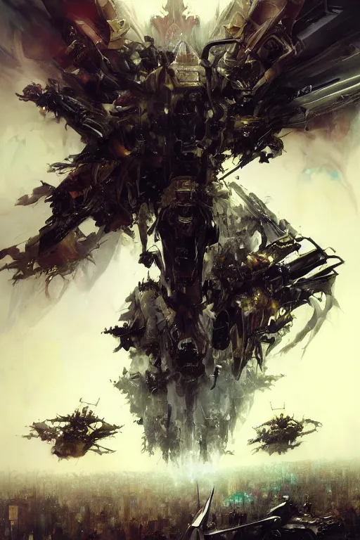 Prompt: behold and witness the ascension of the god emperor's angels of death!, by ryohei hase, by john berkey, by jakub rozalski, by john martin