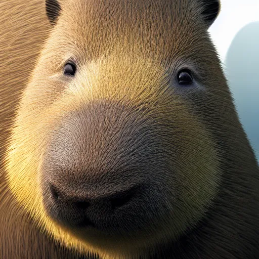 Prompt: a low - poly 3 d render of a capybara, high quality sharp focus, beautiful volumetric light. photograph by tooth wu, wlop, beeple, dan mumfor, octane render, artstation