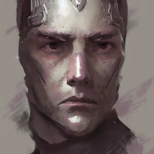 Image similar to concept art of a portrait by greg rutkowski, a soldier of the galactic dominion wearing gray and purple tactical gear, star wars expanded universe, smooth, sharp focus, artstation hq.