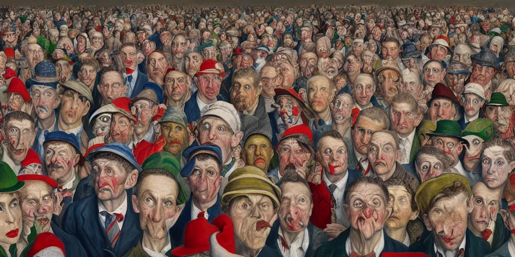 Prompt: where's wally, highly detailed, painting by otto dix, 8 k